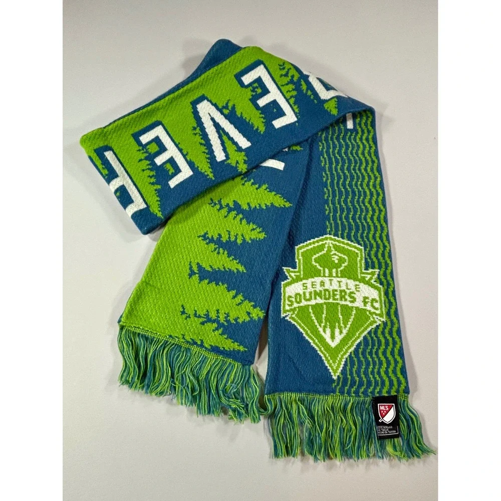 MLS Mens Seattle Sounders FC Soccer Scarf OS Blue Green Acrylic Forever Green